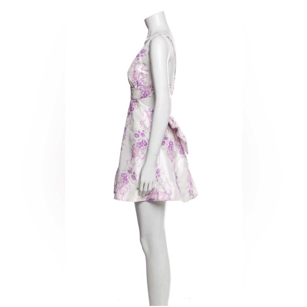 LoveShackFancy Floral Mini Dress SZ 10 White Purple Romantic A-Line Designer - Picture 4 of 12